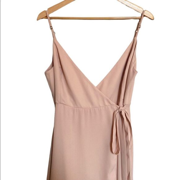 Show mr Your Mumu Liz Maxi Dress Soft Beige Chiffon Size Large NWT - Picture 3 of 8